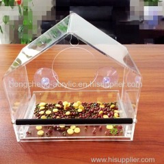 crystal clear acrylic bird feeder window bird feeder house plastic clear acrylic feed tray