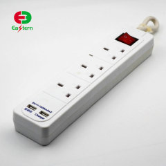 High Quality 3 outlet power strip and 4 USB ports universal USB power strip