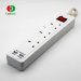 3 AC Outlets 2 USB Fast Charging Ports UL Relocatable Power Tap Power Strip