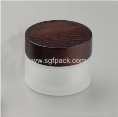 wooden cosmetic container with lids 30ml/50ml glass jar with wooden top