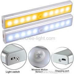USB Rechargeable 10 LEDs Motion Sensor Cabinet Light