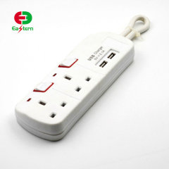 BS UK Power Strip 2 outlet with individual switch and 2 USB port