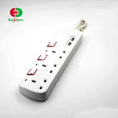 4 way UK electrial switched power extension socket with USB