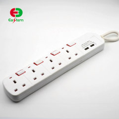 4 way UK electrial switched power extension socket with USB