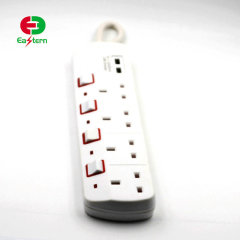 4 way UK electrial switched power extension socket with USB