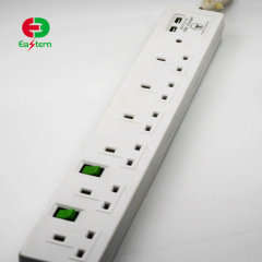 6 gang extension lead socket plug extension cord UK socket with USB port