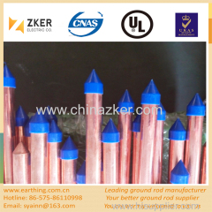copper bonded pointed ground rod with plastic cap