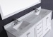 Modern double sink bathroom vanity cabinet with marble countertop