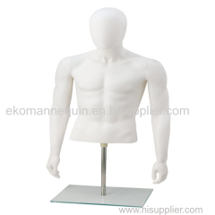 Male Half Body Torso With Head And Shoulders Ghost White Cheap display Plasti Man Mannequin