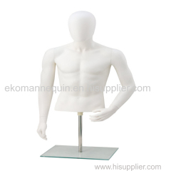 Male Half Body Torso With Head And Shoulders Ghost White Cheap display Plasti Man Mannequin