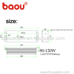 Baou 0-10V dimming constatn current 120w led driver Ip67