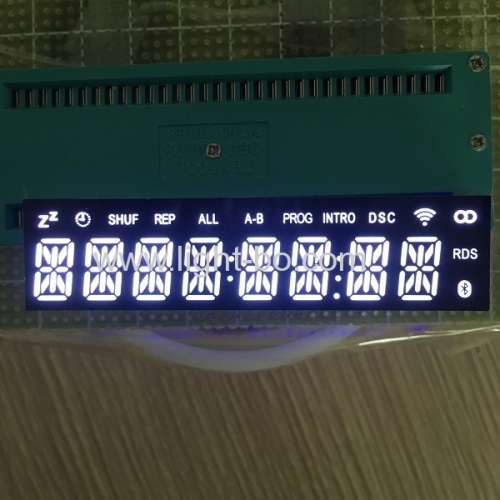 cátodo común de pantalla de 8 dígitos y 14 segmentos de diseño personalizado ultra blanco para altavoz azul
