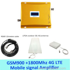 FULL SET LCD Display ! High gain Dual band 4G signal booster KIT GSM 900 4G LTE 1800 SIGNAL repeater amplifier Double si