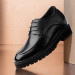 Extra Height 12cm Men Thick Bottom Elevator Black Leather Shoes