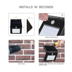 Solar Wall Lights 16 LED Waterproof Wireless Motion Sensor Security Wall Light Step solar lights outdoor for Porch Patio