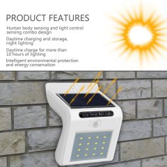 White Shell 16 LED Super Bright Motion Sensor Lights Wireless Waterproof Security Wall Lights for Porch Patio Deck