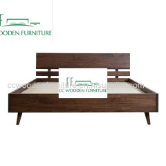 Nordic minimalist modern wood bed frame black walnut wood king bed