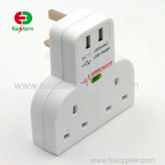 UK Plug 3 Pin Charger USB Adapter
