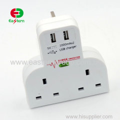 UK Plug 3 Pin Charger USB Adapter