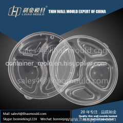 plastic injection mold of thin wall compartment round container