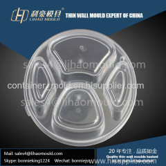 plastic injection mold of thin wall compartment round container