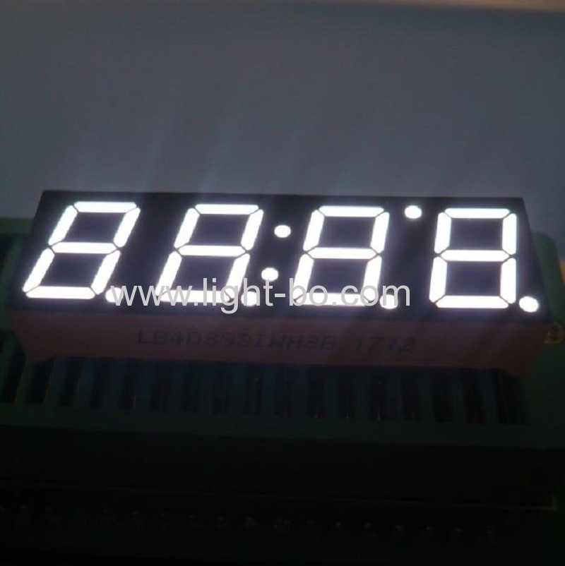 Ultra Bright White 4-Digit 0.39" ( 10mm) 7-Segment LED Clock Display for instrument panel