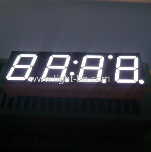 Affichage d'horloge à LED ultra-lumineux blanc à 4 chiffres de 0,39" (10 mm) à 7 segments pour tableau de bord