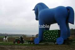 Blue giant inflatable horse for advertising