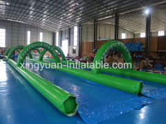 Hot sale Double lane long inflatable slide the city