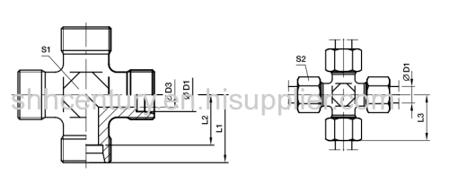 Carbon Steel 24 Degree Cone Metric Male Cross Fittings 4 Way Pipe Fitting( XC /XD)