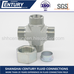 Carbon Steel 24 Degree Cone Metric Male Cross Fittings 4 Way Pipe Fitting( XC /XD)