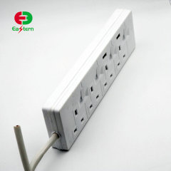 UK Standard SASO 4 Way Power Strip With Individual Switches and USB charger