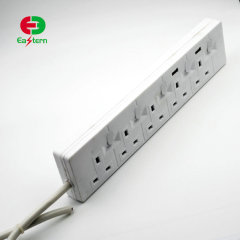 UK Standard SASO 4 Way Power Strip With Individual Switches and USB charger