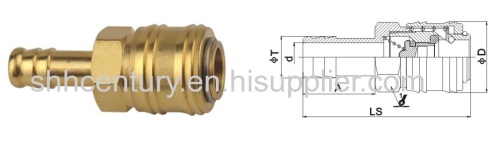 Copper Material Recuts 26KA Type Air Quick Coupling For Vacuum Pump