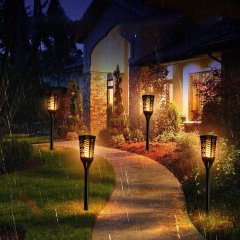 Waterproof Flame Lighting Lamps 96LED Outdoor Flickering Torches Lantern Light Sensor Solar Spotlight for Garden Lands