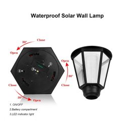 Outdoor Solar Wall Lamp LED Garden Wall Lantern Black [Energy Efficiency Class A +