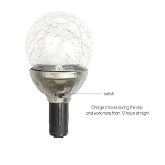 Solar Powered Crackle Glass Ball Color Changing Stake Lights Weatherproof Design/Decorative Landscape Lamps/Wireless Out