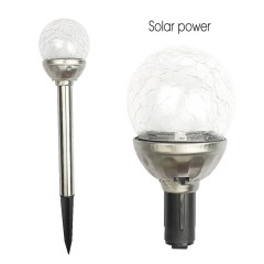 Solar Powered Crackle Glass Ball Color Changing Stake Lights Weatherproof Design/Decorative Landscape Lamps/Wireless Out