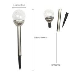 Solar Powered Crackle Glass Ball Color Changing Stake Lights Weatherproof Design/Decorative Landscape Lamps/Wireless Out