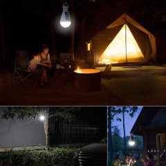 Solar LED Light Bulb Portable Solar Emergency Light Bulb E27 Base for Camping Hiking Tent Solar Barn Indoor & Outdoor Us