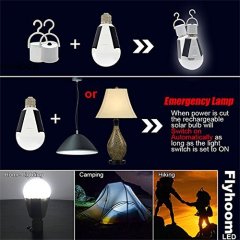 Solar LED Light Bulb Portable Solar Emergency Light Bulb E27 Base for Camping Hiking Tent Solar Barn Indoor & Outdoor Us
