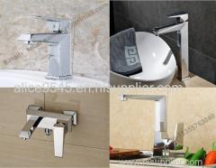 cheap chrome brass square mixer basin faucet