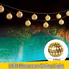 Waterproof 10 LED Solar Globe String Lights Fairy Morocco Ball Lights for Christmas Wedding Birthday Party and Garden