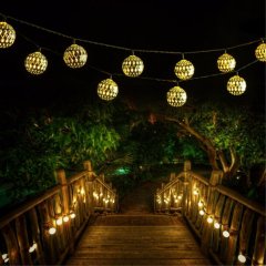 Waterproof 10 LED Solar Globe String Lights Fairy Morocco Ball Lights for Christmas Wedding Birthday Party and Garden