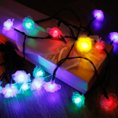 20 LED Waterproof Solar String Light Rose Solar Fairy String Lights for Christmas Garden Patio Wedding Party Fence Wind