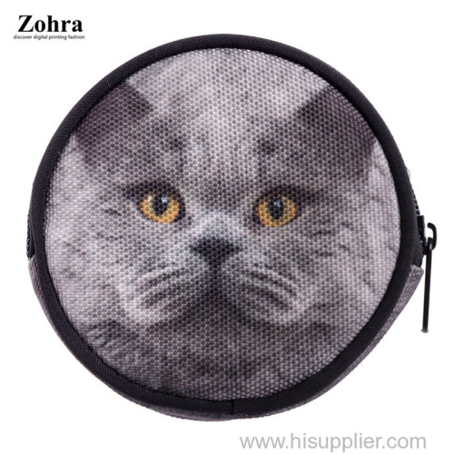 Zohra Creative Printing Round Cat Cartoon Coin Wallet