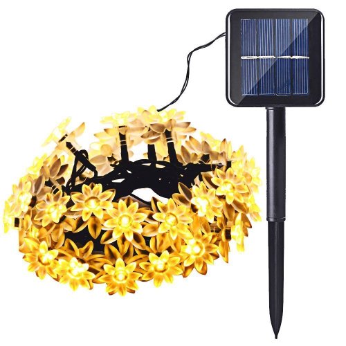 Solar Christmas Lights Lotus Flower 20 LED Waterproof Decoration Lights for Indoor/Outdoor Patio Lawn Garden and Holiday