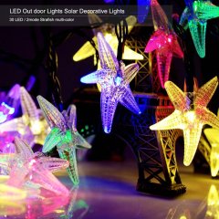 20LED Sea Star Solar String Lights Outdoor Waterproof Fairy Light String for Christmas Party Birthday Decoration
