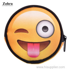 Zohra Printing Round Multi Function Emoji Coin Wallet