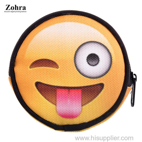 Zohra Printing Round Multi Function Emoji Coin Wallet